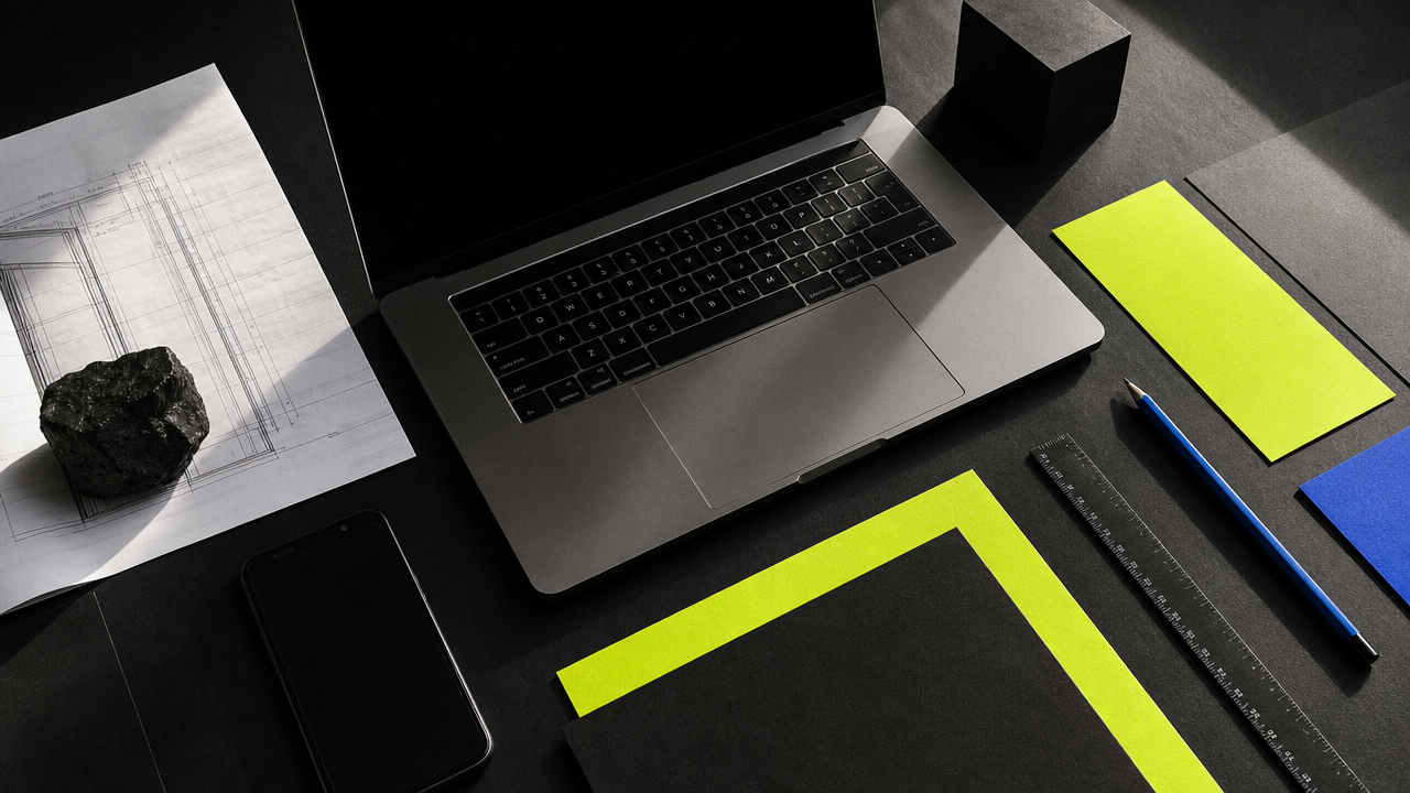 Website interface and planning materials for a business project